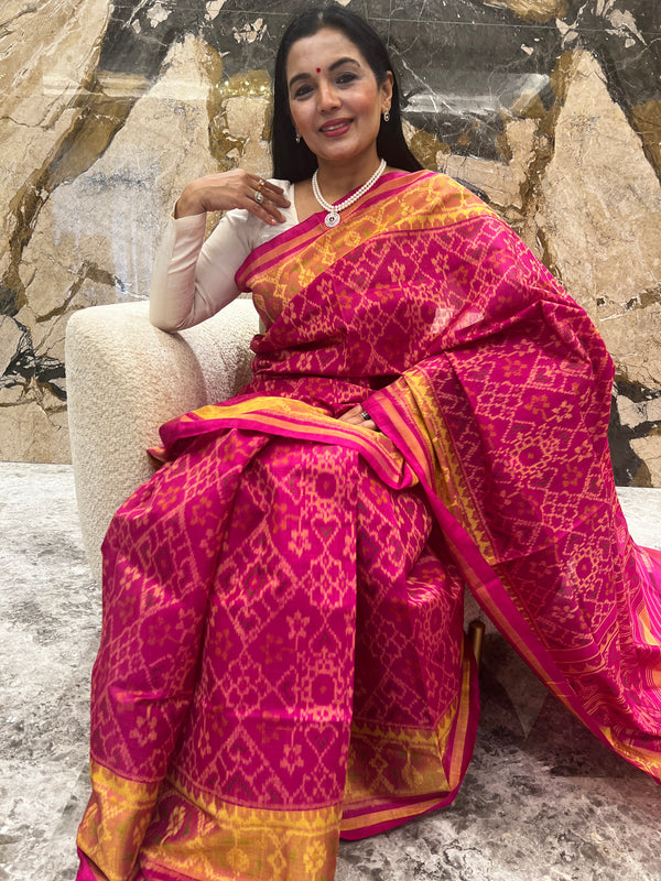 Pink Rajkot Patola Saree: Timeless Craftsmanship for the Modern Woman