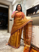 Copper Tissue Cotton Patola Saree: A Fusion of Tradition and Subtle Shine