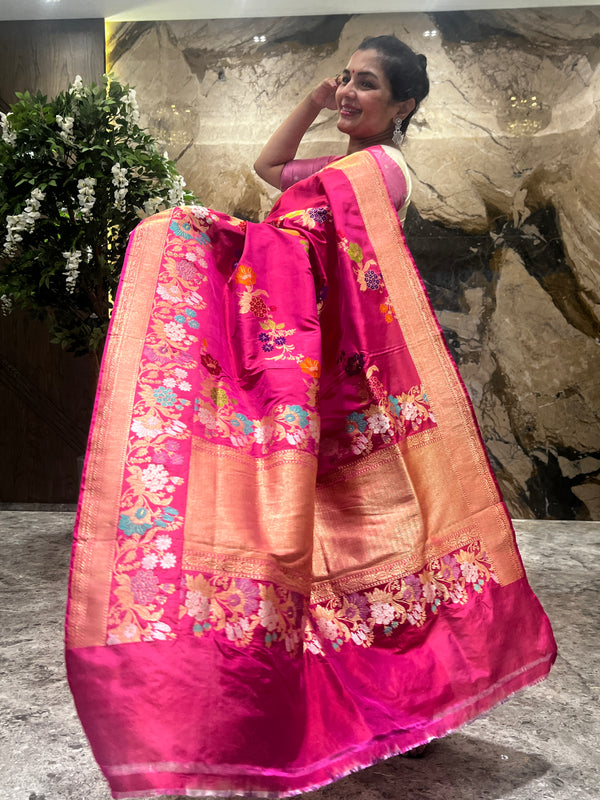 Timeless Ektara Katan Silk Saree in Multi Meena Weave