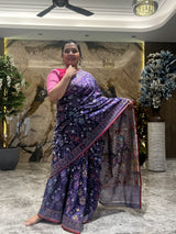 Aubergine Cotton Cutwork Jamdani Saree with Vintage Charm