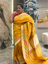 A Timeless Turmeric Yellow Katan Silk Saree with Intricate Kaduwa Weave