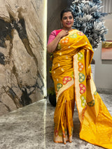 A Timeless Turmeric Yellow Katan Silk Saree with Intricate Kaduwa Weave