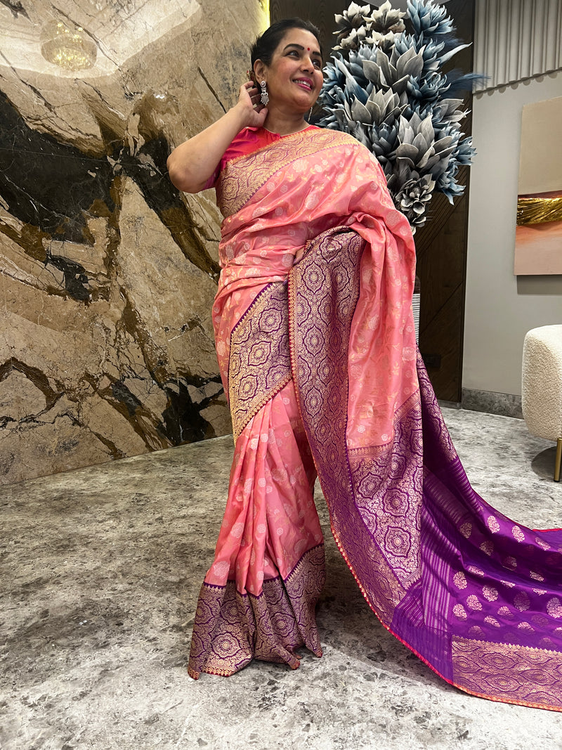 Timeless Grace in Rose Pink Kaduwa Kadiyal Weave &nbsp;