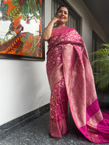 The Timeless Appeal of Raspberry Banarasi Silk Brocade &nbsp;