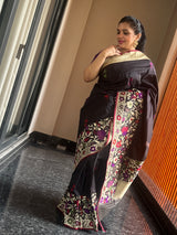 Timeless Beauty in Black: Katan Silk Kaduwa Weave Saree