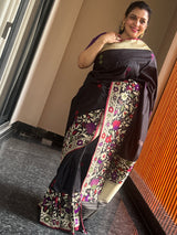 Timeless Beauty in Black: Katan Silk Kaduwa Weave Saree