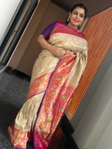 A Timeless Gold Kaduwa Weave Tissue Katan Saree