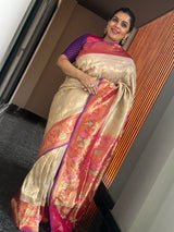 A Timeless Gold Kaduwa Weave Tissue Katan Saree