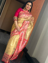 The Radiance of Gold and Red Kora Silk Banarasi Paithani