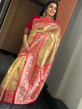 The Radiance of Gold and Red Kora Silk Banarasi Paithani