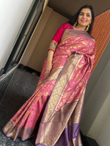 A Timeless Munga Tussar Silk Saree in Onion Pink