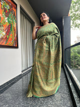 Timeless Olive Green Silk Kani Saree