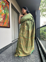 Timeless Olive Green Silk Kani Saree