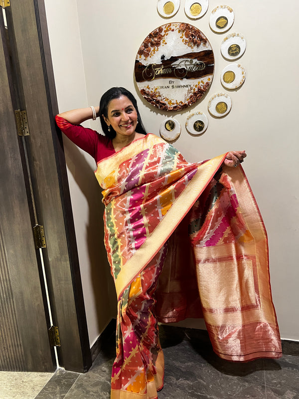 Timeless Charm: Banarasi Tissue Twill Silk Rangkaat Saree with Kaduwa Weave