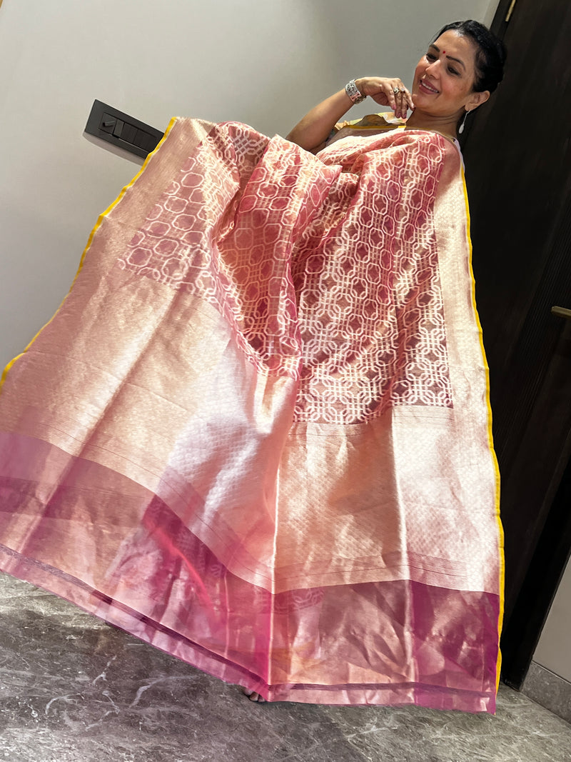 A Contemporary Play of Rose Gold and Zari