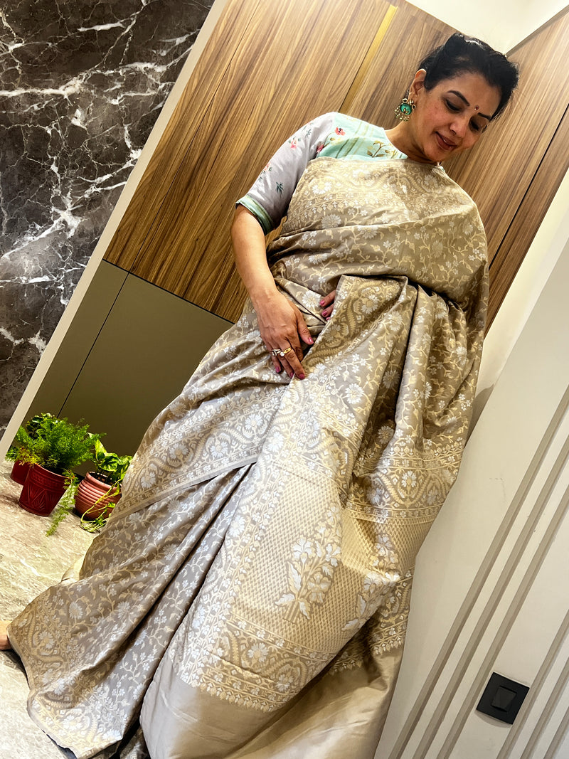 Almond Tones in Katan: A Story Woven in Cutwork Jamdani