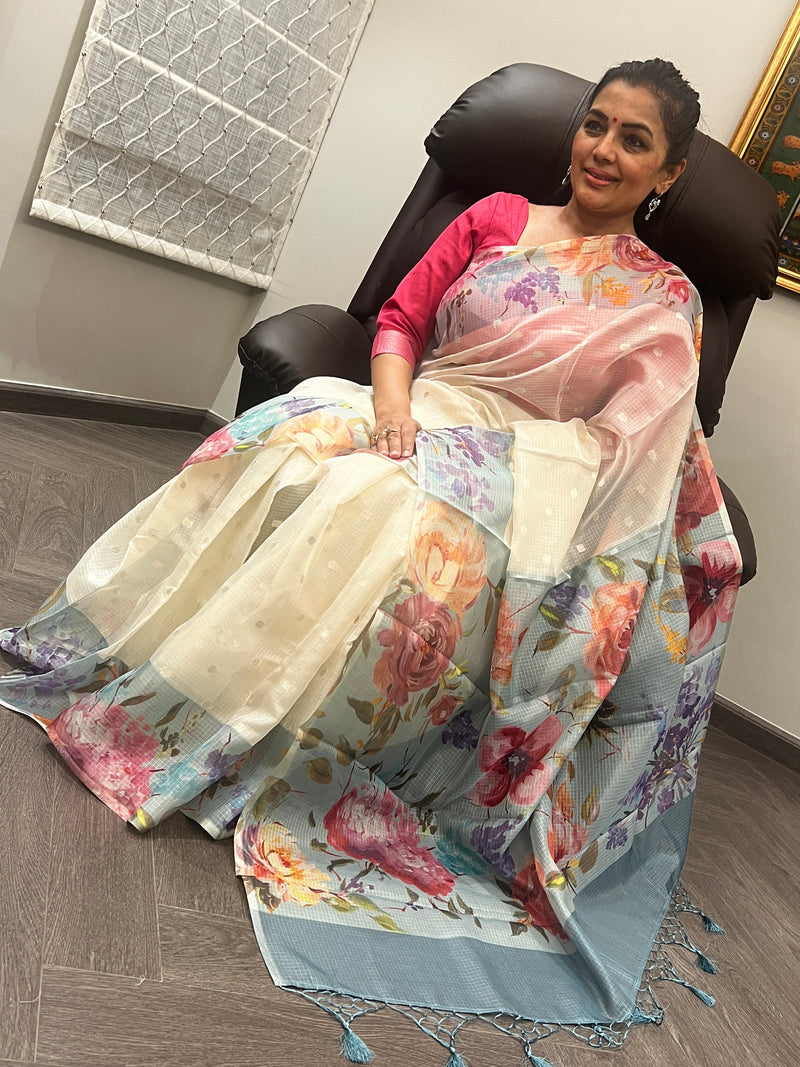 A Whisper of White in Silk Kota Doria