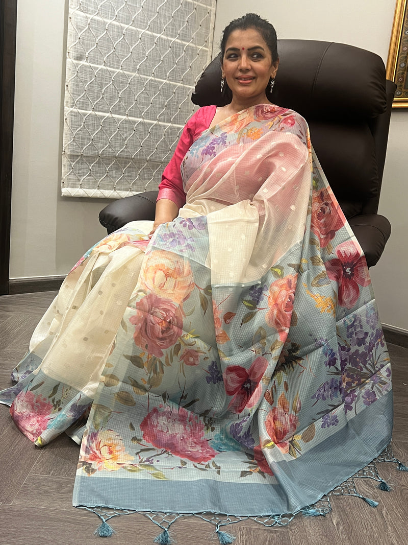 A Whisper of White in Silk Kota Doria