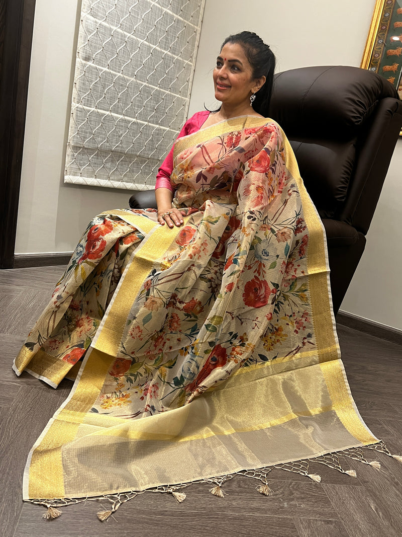 A Glint of Gold and Grace: The Double Tissue Kota Doria Saree