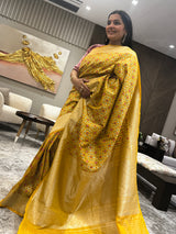 Turmeric Yellow Ektara Katan Silk Banarasi Patola Saree – A Celebration of Weaving Traditions