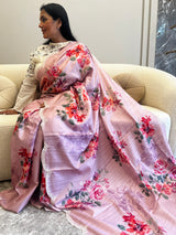 Timeless Beauty: Lavender Banarasi Digital Print Saree