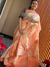 Kora Silk Ombré Saree with Zari Border and Butis