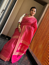 Raspberry Pink Premium Cotton Cutwork Jamdani Saree – A Timeless Weave of Craftsmanship