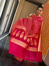 Raspberry Pink Premium Cotton Cutwork Jamdani Saree – A Timeless Weave of Craftsmanship