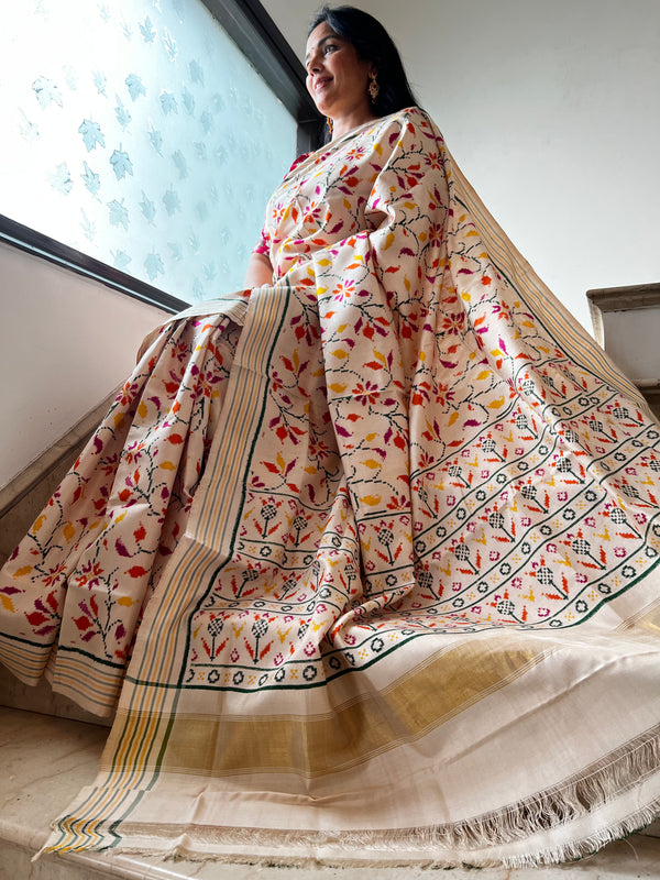 Timeless allure of a white double ikat Patan Patola saree