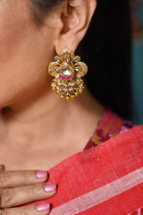 Silver earrings with pachi kundan