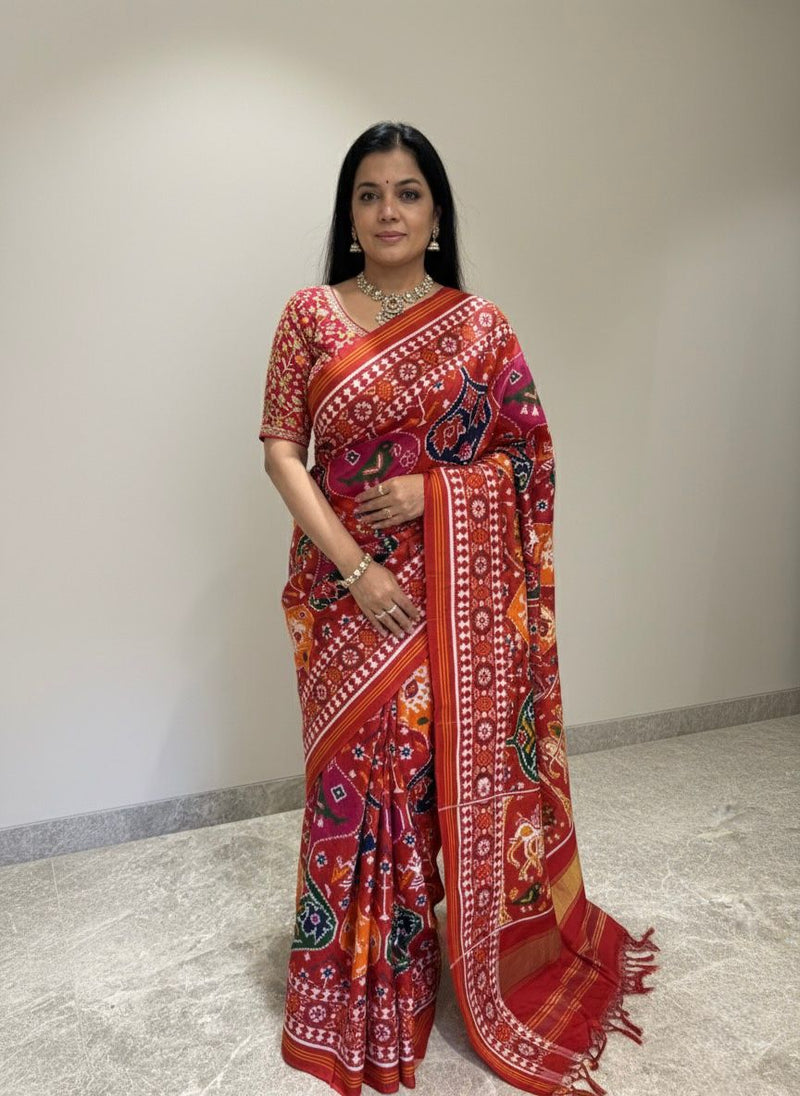 Double ikat multicolour matka design patan patola