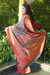 Silver Grey Gulabdar Kani saree - Kashmir Collection - sohum sutras