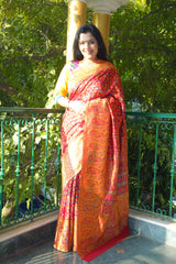 Red and Yellow Kani saree - Kashmir Collection - sohum sutras