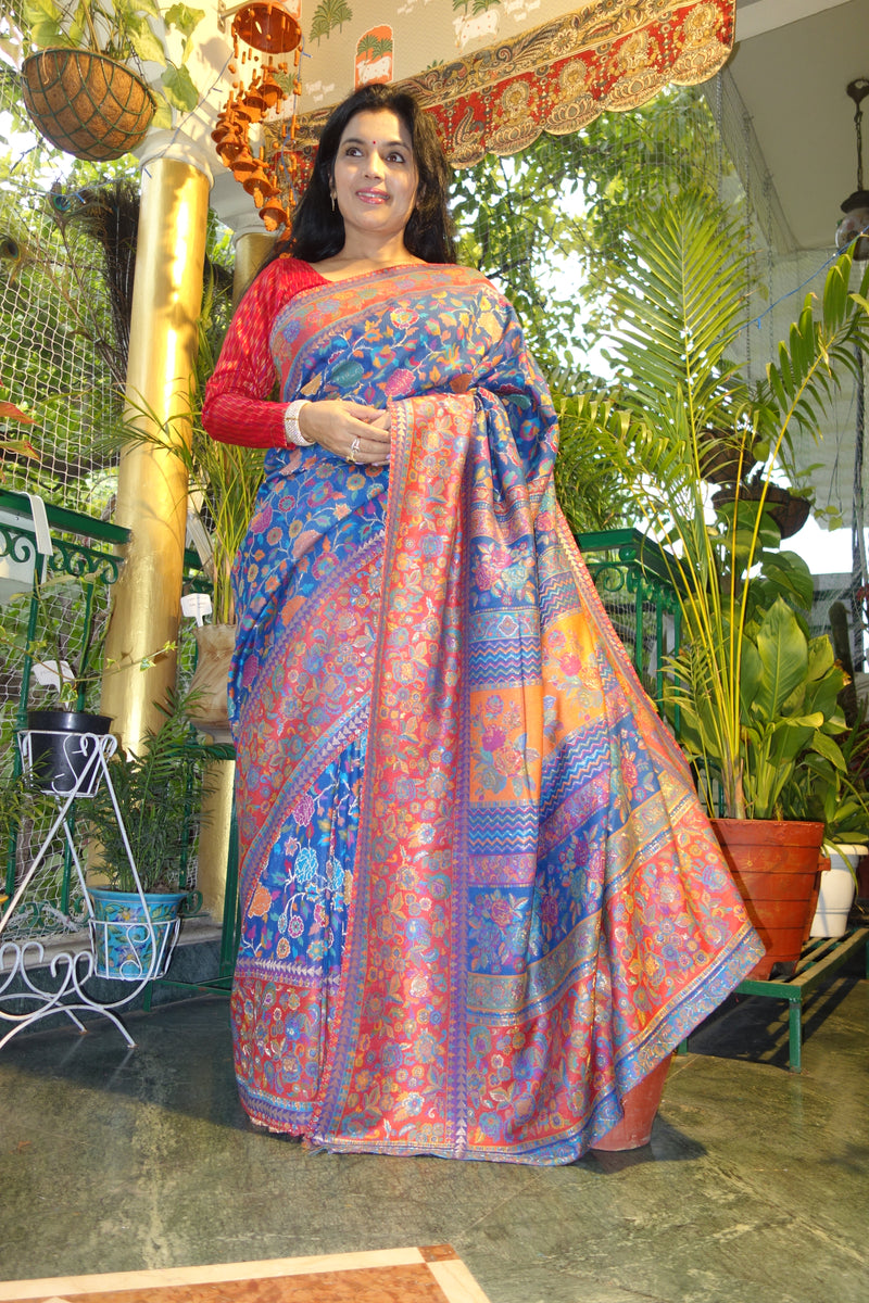 Blue Gulabdar Kani Saree