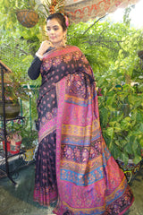 Silk pashmina kani saree. Coffee brown colour