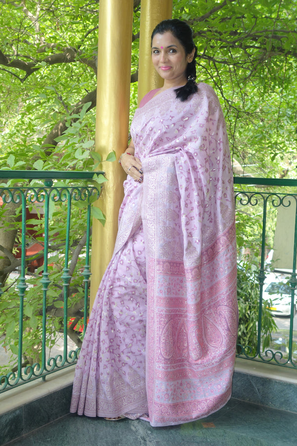 Mauve colour cotton Kani saree - Kashmir Collection - sohum sutras