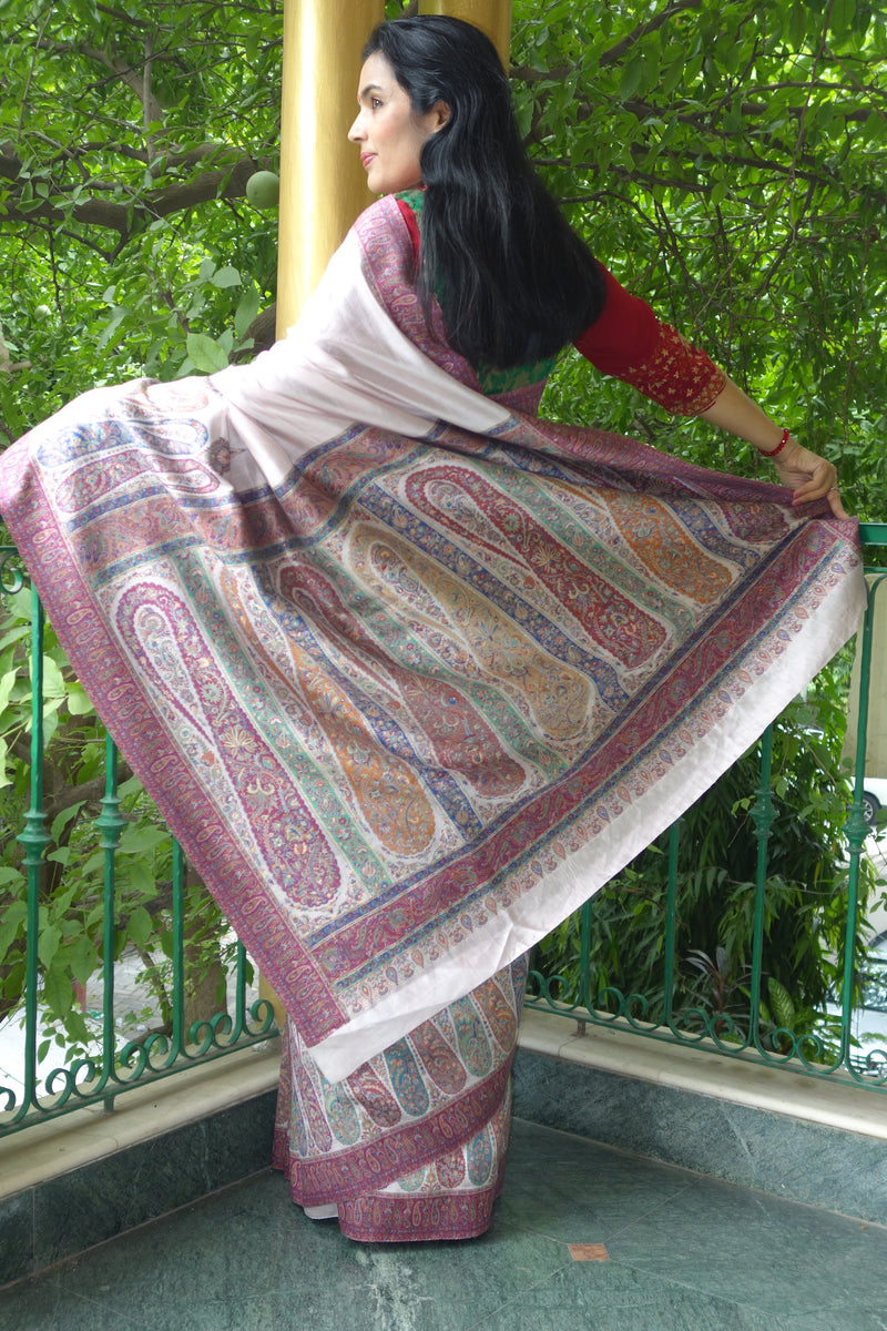 Mauve Kani saree with heavy skirt border and Pallu - Kashmir Collection - sohum sutras