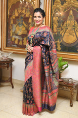 Black pashmina silk Kani saree - Kashmir Collection - sohum sutras