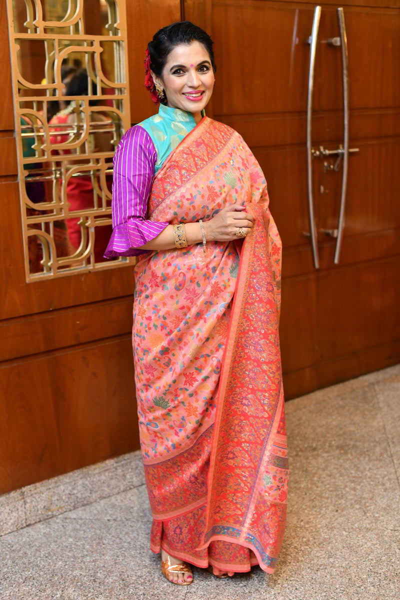 Pink Kani Saree - Kashmir Collection - sohum sutras