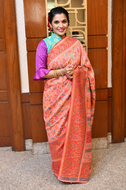 Pink Kani Saree - Kashmir Collection - sohum sutras