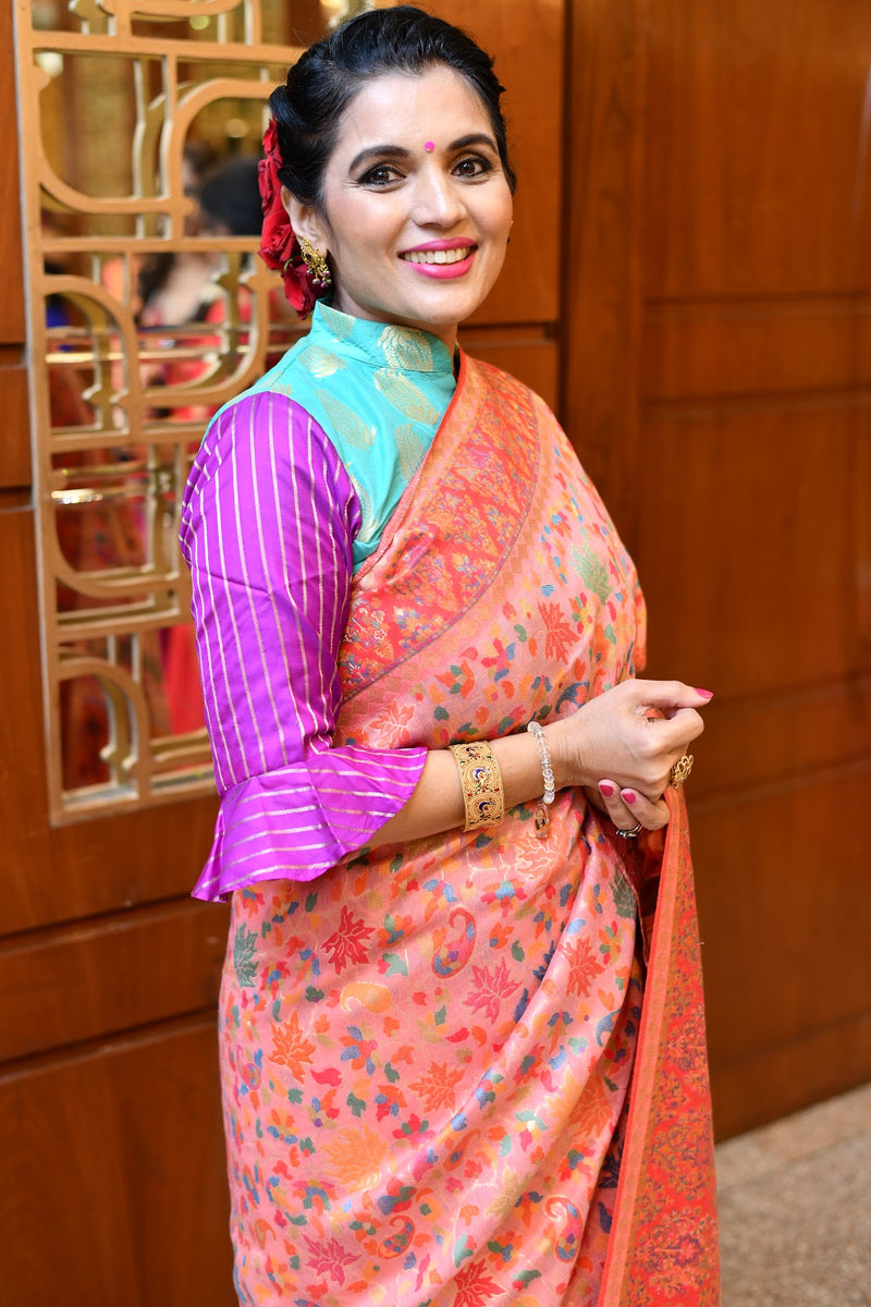 Pink Kani Saree - Kashmir Collection - sohum sutras