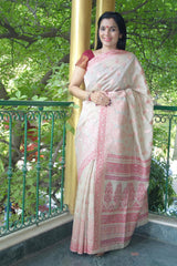 Sandalwood Cotton Kani Saree - Kashmir Collection - sohum sutras