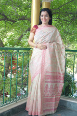 Sandalwood Cotton Kani Saree - Kashmir Collection - sohum sutras