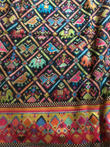 Black Ikat Patola Kani Saree with Multicolour pallu and border