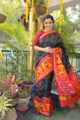 Semi patan patola saree with elephant skirt border