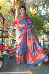 Gulabdar Blue Kani Saree 