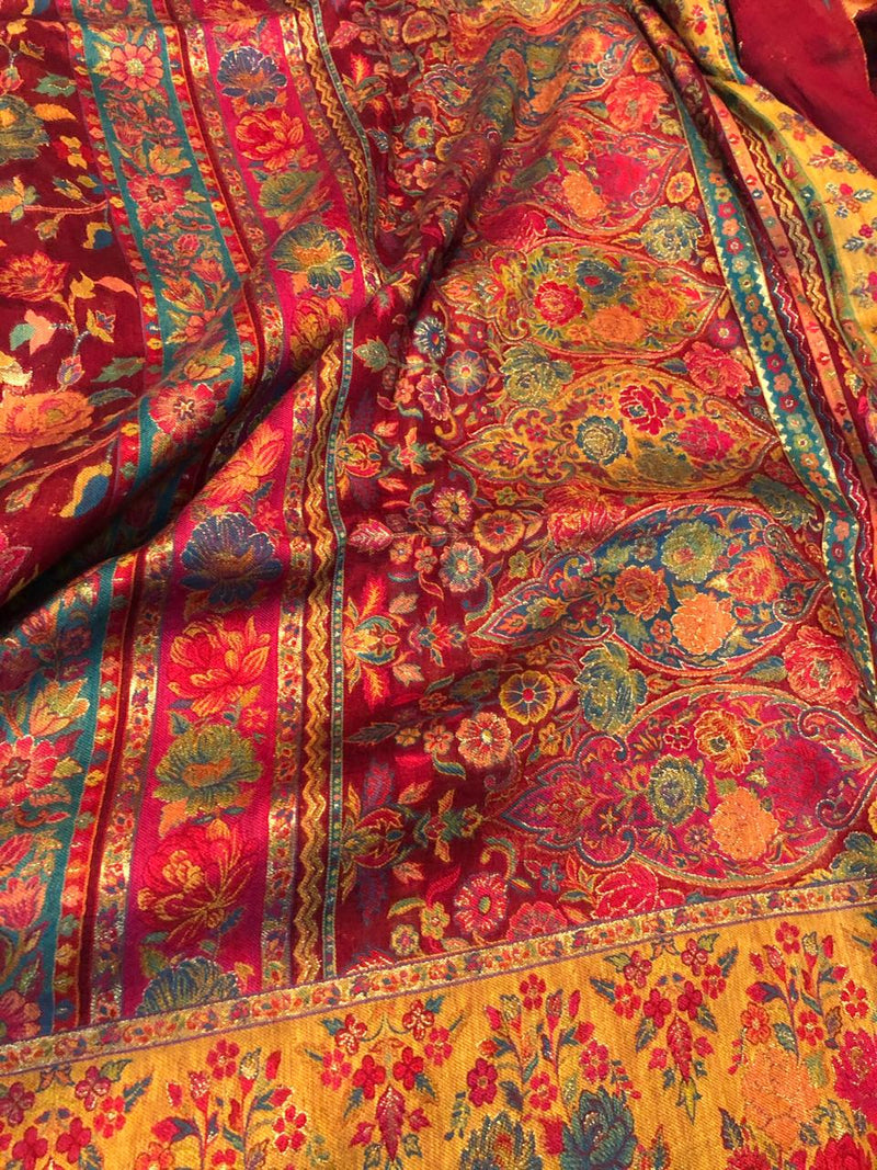 Gulabdar pashmina silk Kani saree