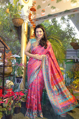 Fushcia Pashmina Kani Silk Saree