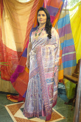 Silver mauve and lavender pashmina kani saree