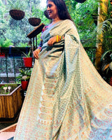 Sage Green Cotton Kani saree